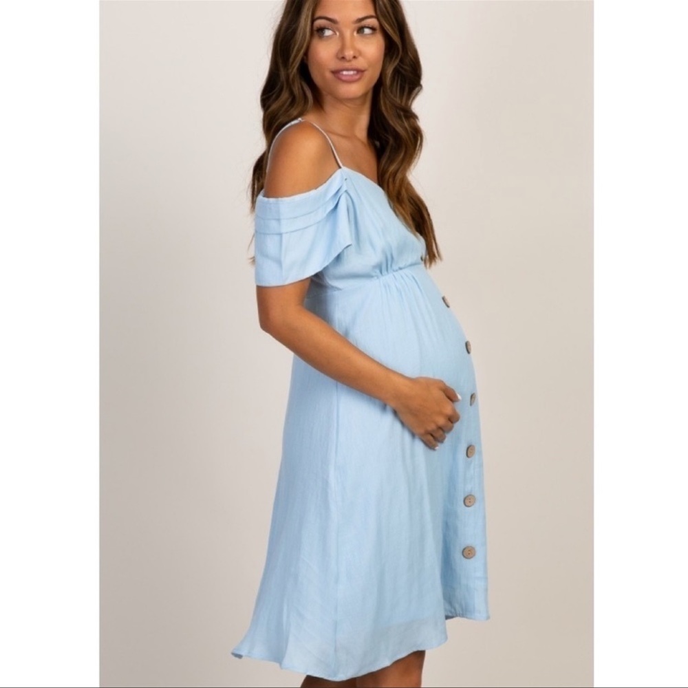 Pink Blush Blue off the shoulder maternity nwt